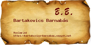 Bartakovics Barnabás névjegykártya