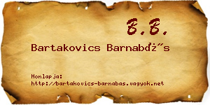 Bartakovics Barnabás névjegykártya